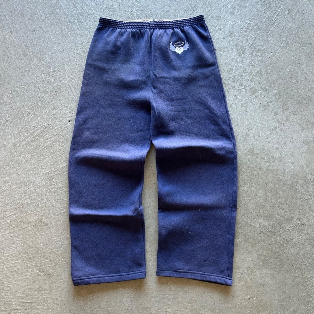 Vintage Y2K Emergency Exit Angel Sweatpants Womens Medium Blue Glitter Heart